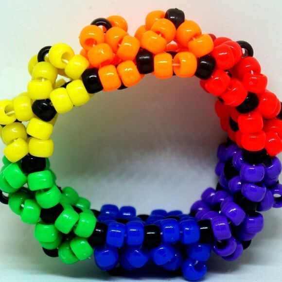 Rainbow Spider UFO 3D Cuff Kandi Bracelet - Picture 3 of 6